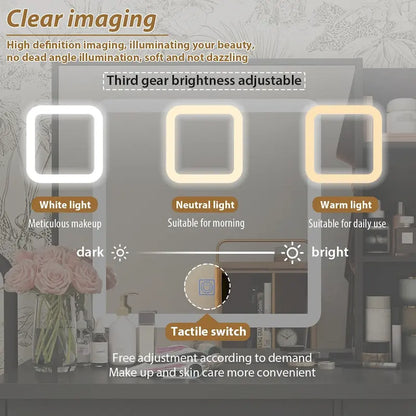 39.4 W Dresser Makeup Vanity Set with Stool and Mirror Room