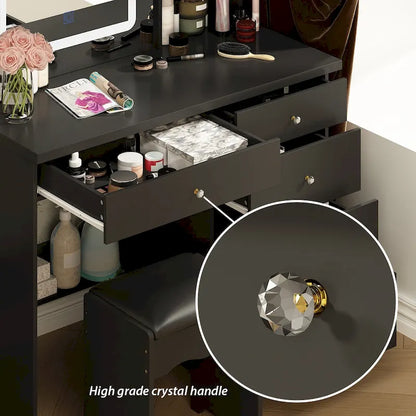 39.4 W Dresser Makeup Vanity Set with Stool and Mirror Room