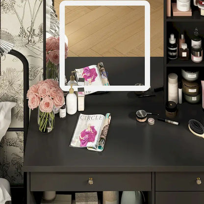 39.4 W Dresser Makeup Vanity Set with Stool and Mirror Room