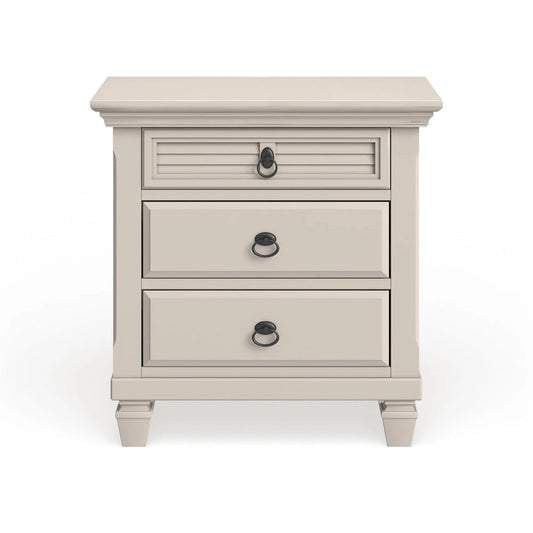 Gracewood Hollow Gregory White Pine Wood 3-drawer Nightstand