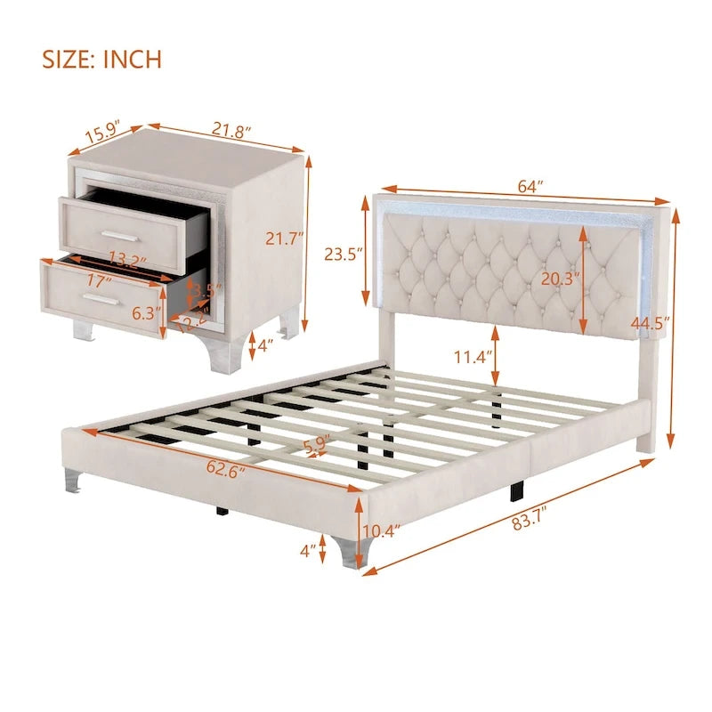 Upholstered Platform Bed (Look at the options before placing an order)