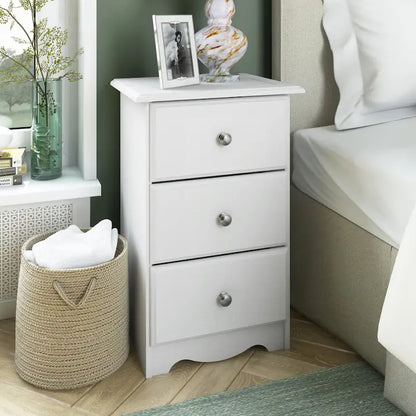Palace Imports 100% Solid Wood 3-Drawer Nightstand with Metal or Wooden Knobs