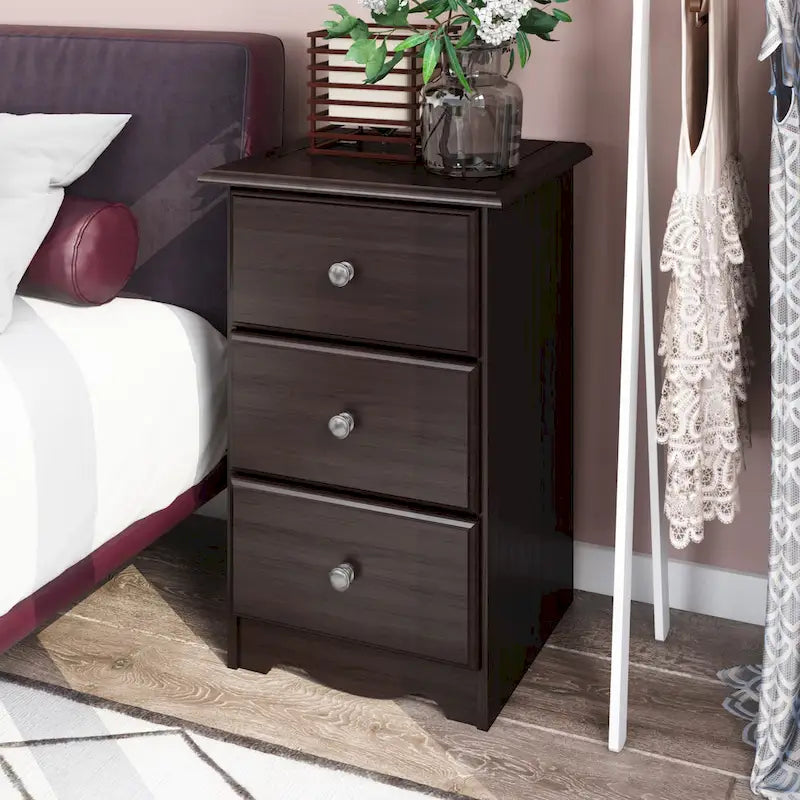 Palace Imports 100% Solid Wood 3-Drawer Nightstand with Metal or Wooden Knobs