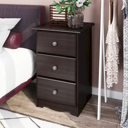 Palace Imports 100% Solid Wood 3-Drawer Nightstand with Metal or Wooden Knobs