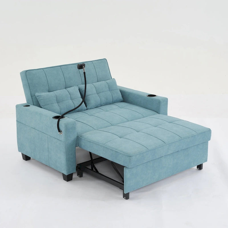 3-in-1 Pull Out Convertible Sleeper Sofa Bed with USB Ports