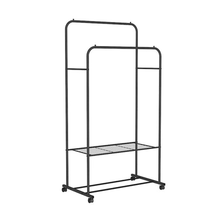 Rolling Garment Rack Clothes Metal Stand Shelf