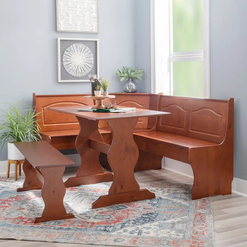 Moens Walnut 3-piece Breakfast Nook Dining Set