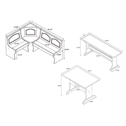 Moens Walnut 3-piece Breakfast Nook Dining Set