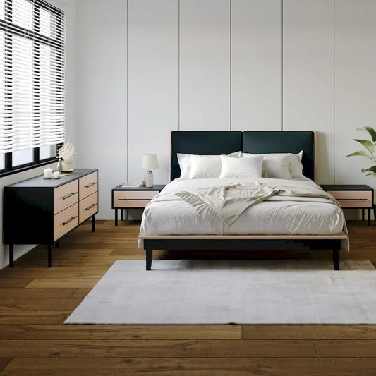 CraftPorch Mid-Century 4-pieces Wooden Bedroom Set