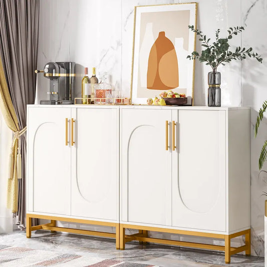 Sideboard Buffet Storage Cabinet Set with Door for Kitchen Dining Room, Accent Cabinet for Living Room