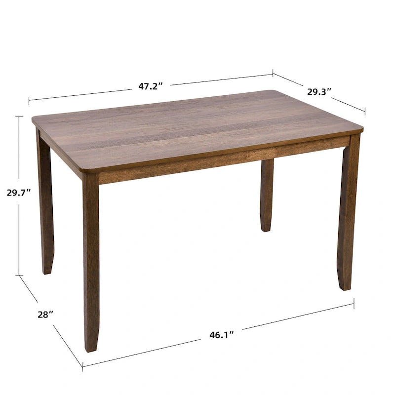 5-Piece Solid Wood 47L Dining Table Sets (1 Table+ 4 Slat Back Chairs)