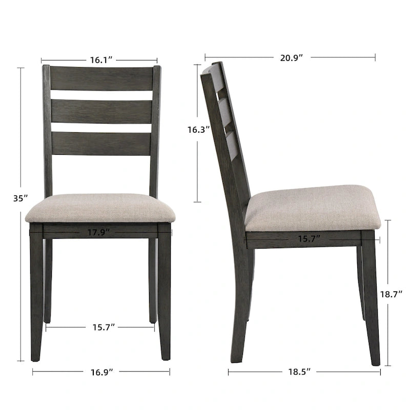 5-Piece Solid Wood 47L Dining Table Sets (1 Table+ 4 Slat Back Chairs)