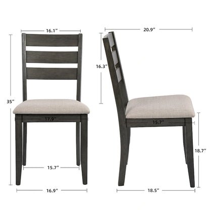 5-Piece Solid Wood 47L Dining Table Sets (1 Table+ 4 Slat Back Chairs)