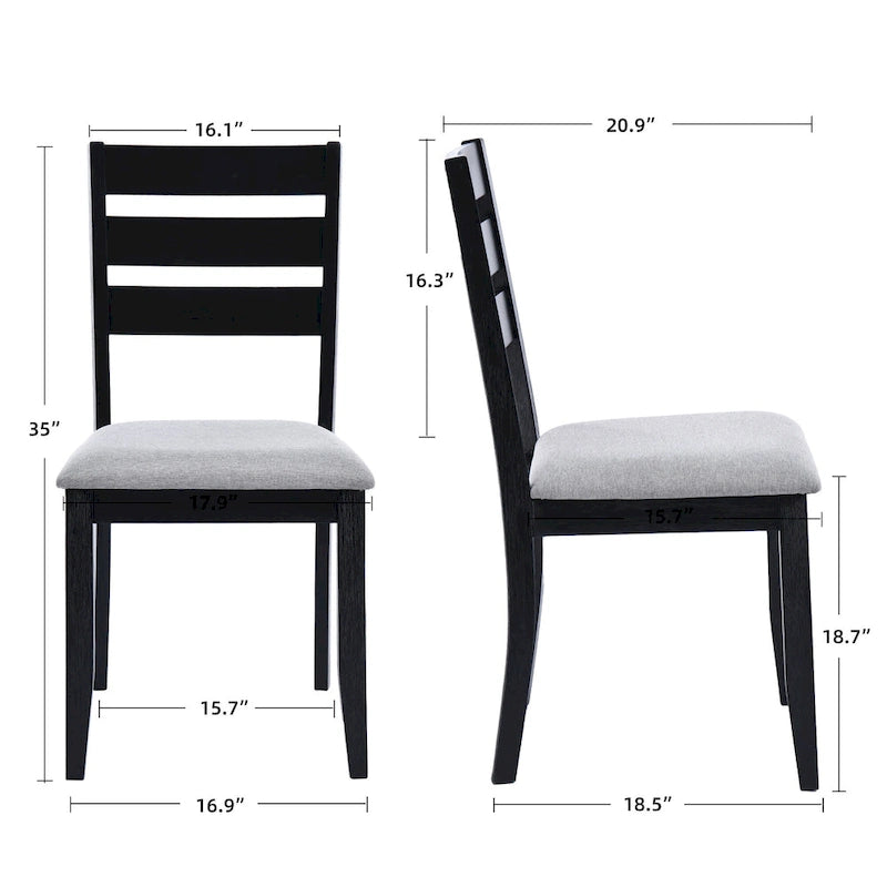 5-Piece Solid Wood 47L Dining Table Sets (1 Table+ 4 Slat Back Chairs)