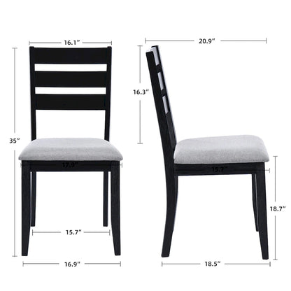 5-Piece Solid Wood 47L Dining Table Sets (1 Table+ 4 Slat Back Chairs)