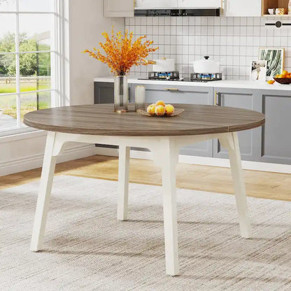 Round Dining Table for 4-6 People, 47-Inch Farmhouse Kitchen Table
