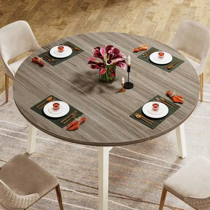 Round Dining Table for 4-6 People, 47-Inch Farmhouse Kitchen Table