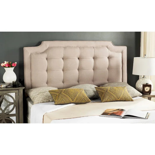 SAFAVIEH Shanika Taupe Upholstered Tufted Headboard (King)