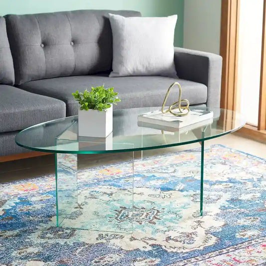 SAFAVIEH Beda Tempered Glass Coffee Table - 47 W x 28 D x 16 H - 47Wx28Dx16H