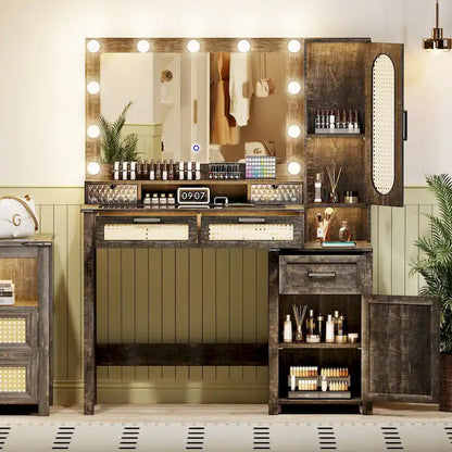 Makeup Vanity With LED Light and Charging Station