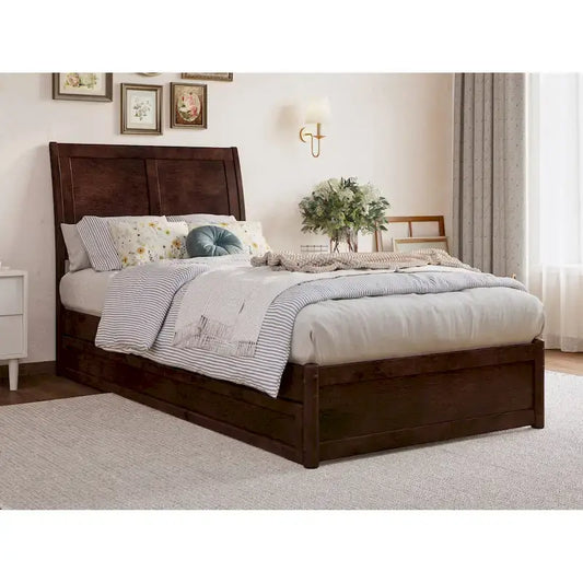 Andorra Platform Bed with Panel Footboard and Twin XL Trundle