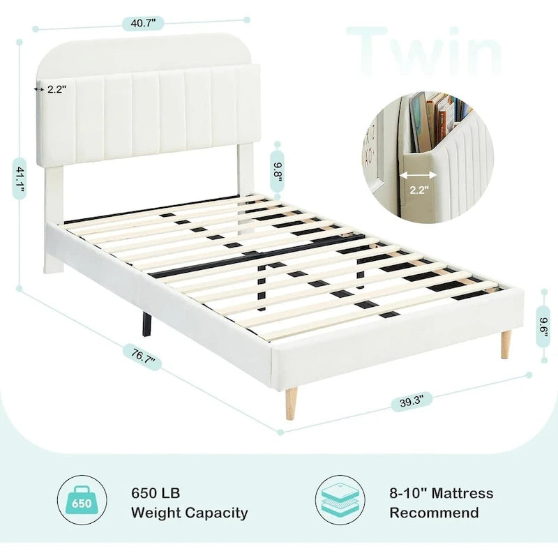 Twin Bed Frames With Velvet Platform Bed Mattress Foundation