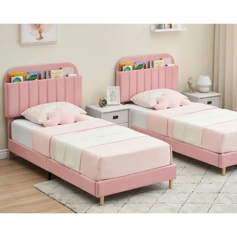 Twin Bed Frames With Velvet Platform Bed Mattress Foundation