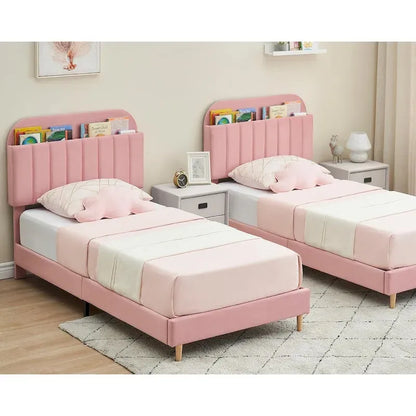 Twin Bed Frames With Velvet Platform Bed Mattress Foundation