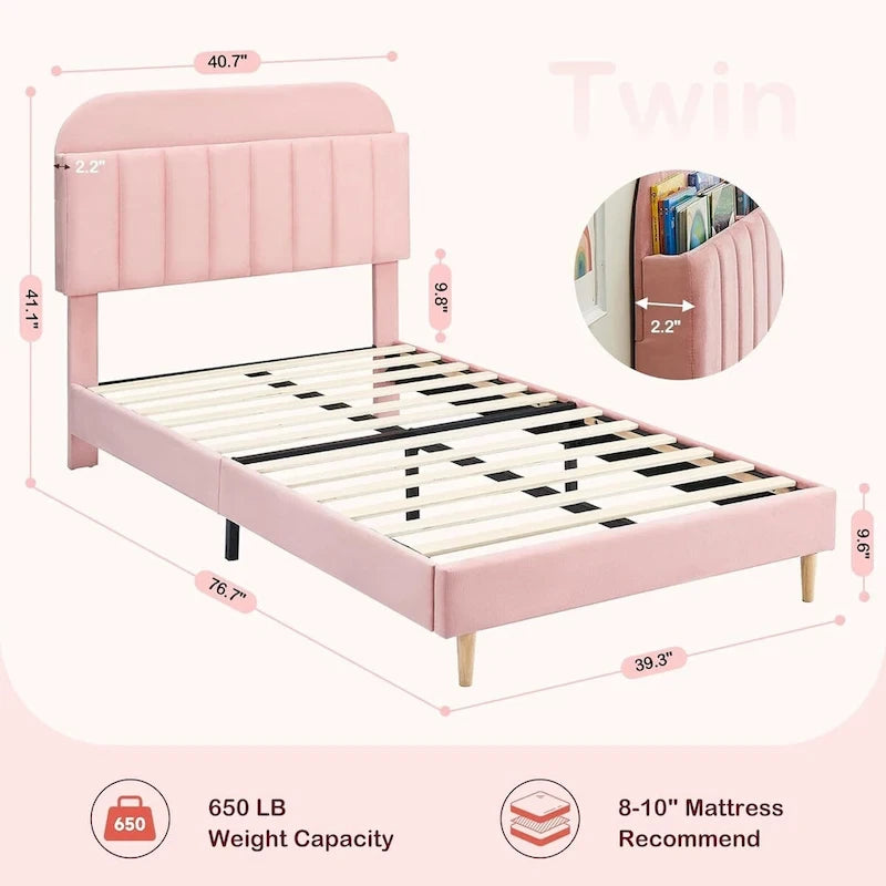 Twin Bed Frames With Velvet Platform Bed Mattress Foundation