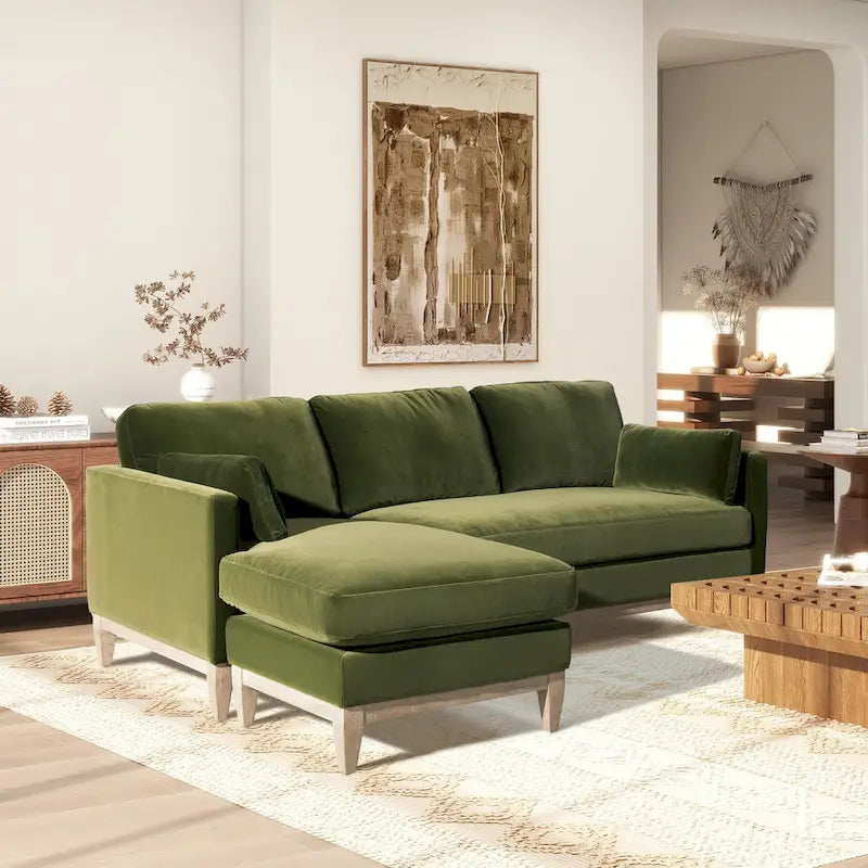 Knox 89 Performance Velvet Reversible Chaise Sectional Sofa