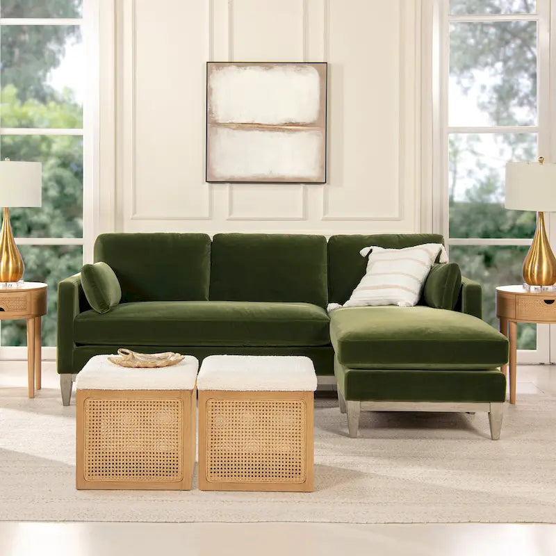 Knox 89 Performance Velvet Reversible Chaise Sectional Sofa