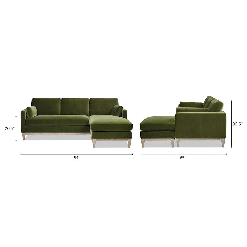 Knox 89 Performance Velvet Reversible Chaise Sectional Sofa