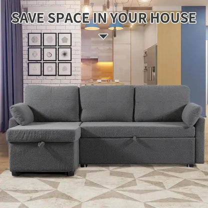 Pull Out Sofa Bed with Storage Chaise L Shape Sectional Sofa Bed