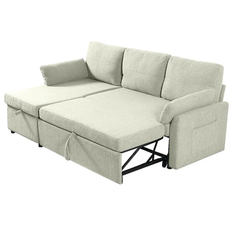 Pull Out Sofa Bed with Storage Chaise L Shape Sectional Sofa Bed