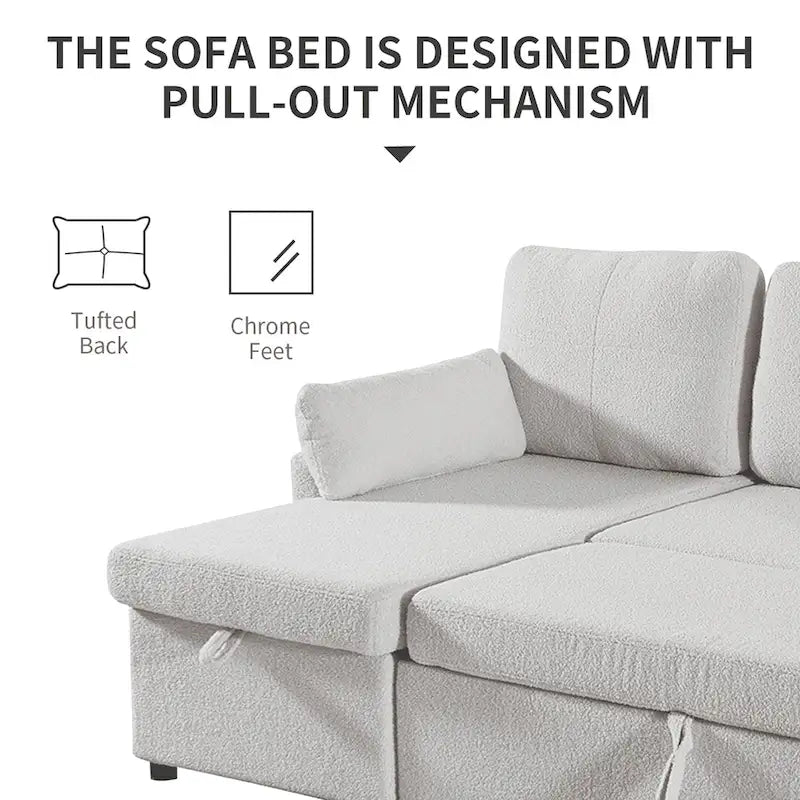 Pull Out Sofa Bed with Storage Chaise L Shape Sectional Sofa Bed