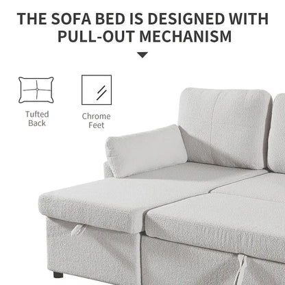 Pull Out Sofa Bed with Storage Chaise L Shape Sectional Sofa Bed