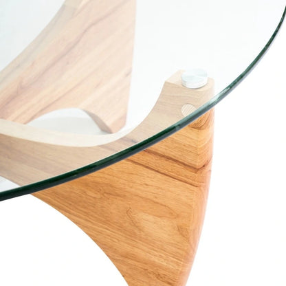 Round Glass Top Coffee Table Solid Wood - 35.435.416