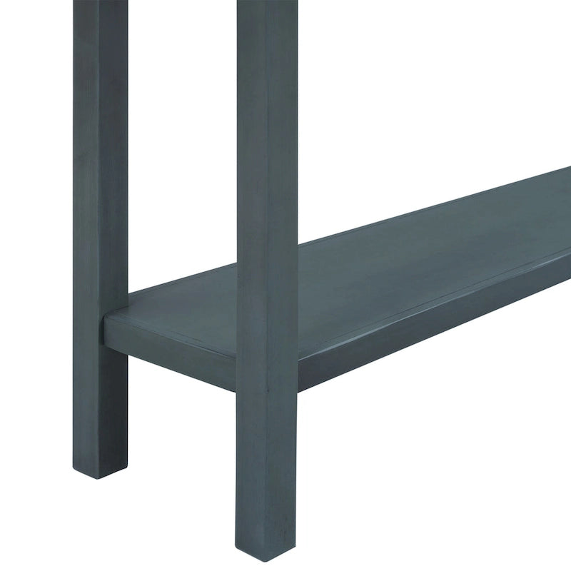 Rustic Entryway Console Table, 60 Long Sofa Table with two Different Size Drawers and Bottom Shelf for Storage