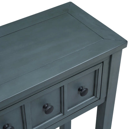 Rustic Entryway Console Table, 60 Long Sofa Table with two Different Size Drawers and Bottom Shelf for Storage