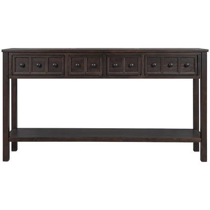 Rustic Entryway Console Table, 60 Long Sofa Table with two Different Size Drawers and Bottom Shelf for Storage