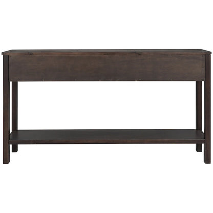 Rustic Entryway Console Table, 60 Long Sofa Table with two Different Size Drawers and Bottom Shelf for Storage