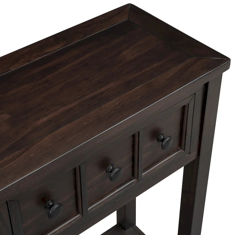 Rustic Entryway Console Table, 60 Long Sofa Table with two Different Size Drawers and Bottom Shelf for Storage