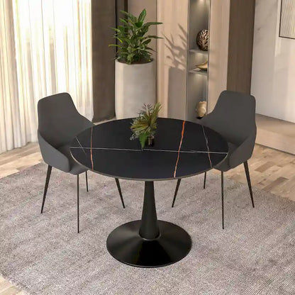 LeisureMod Round Dining Table 40 Sintered Stone Tabletop