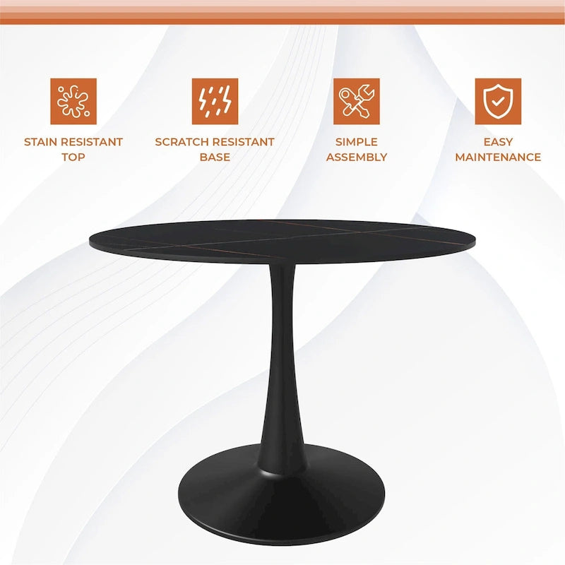 LeisureMod Round Dining Table 40 Sintered Stone Tabletop