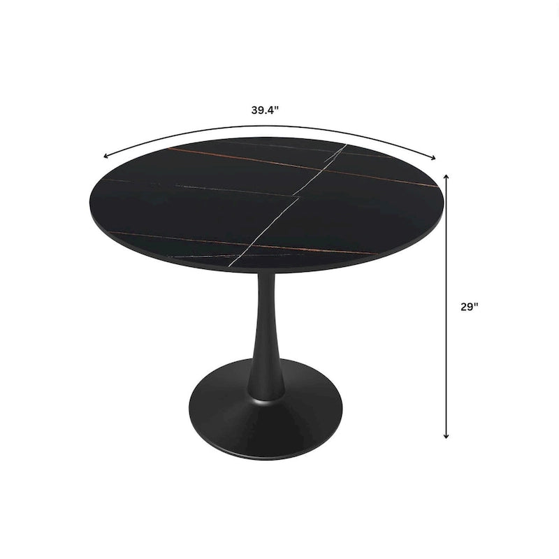 LeisureMod Round Dining Table 40 Sintered Stone Tabletop