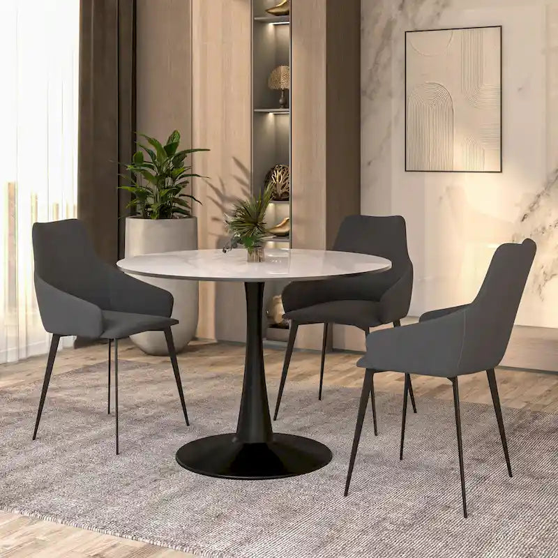 LeisureMod Round Dining Table 40 Sintered Stone Tabletop