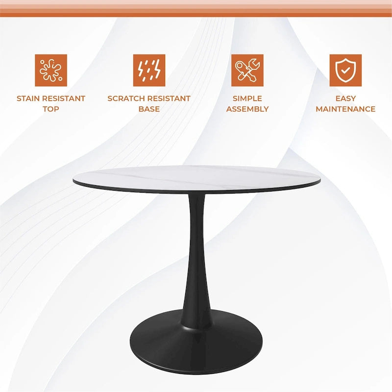 LeisureMod Round Dining Table 40 Sintered Stone Tabletop