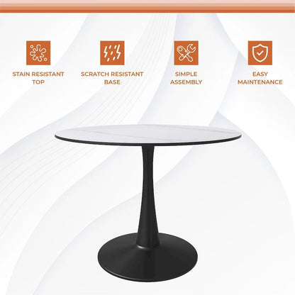 LeisureMod Round Dining Table 40 Sintered Stone Tabletop