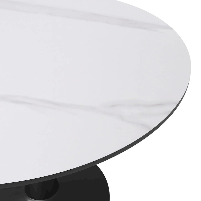 LeisureMod Round Dining Table 40 Sintered Stone Tabletop