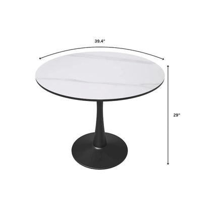 LeisureMod Round Dining Table 40 Sintered Stone Tabletop